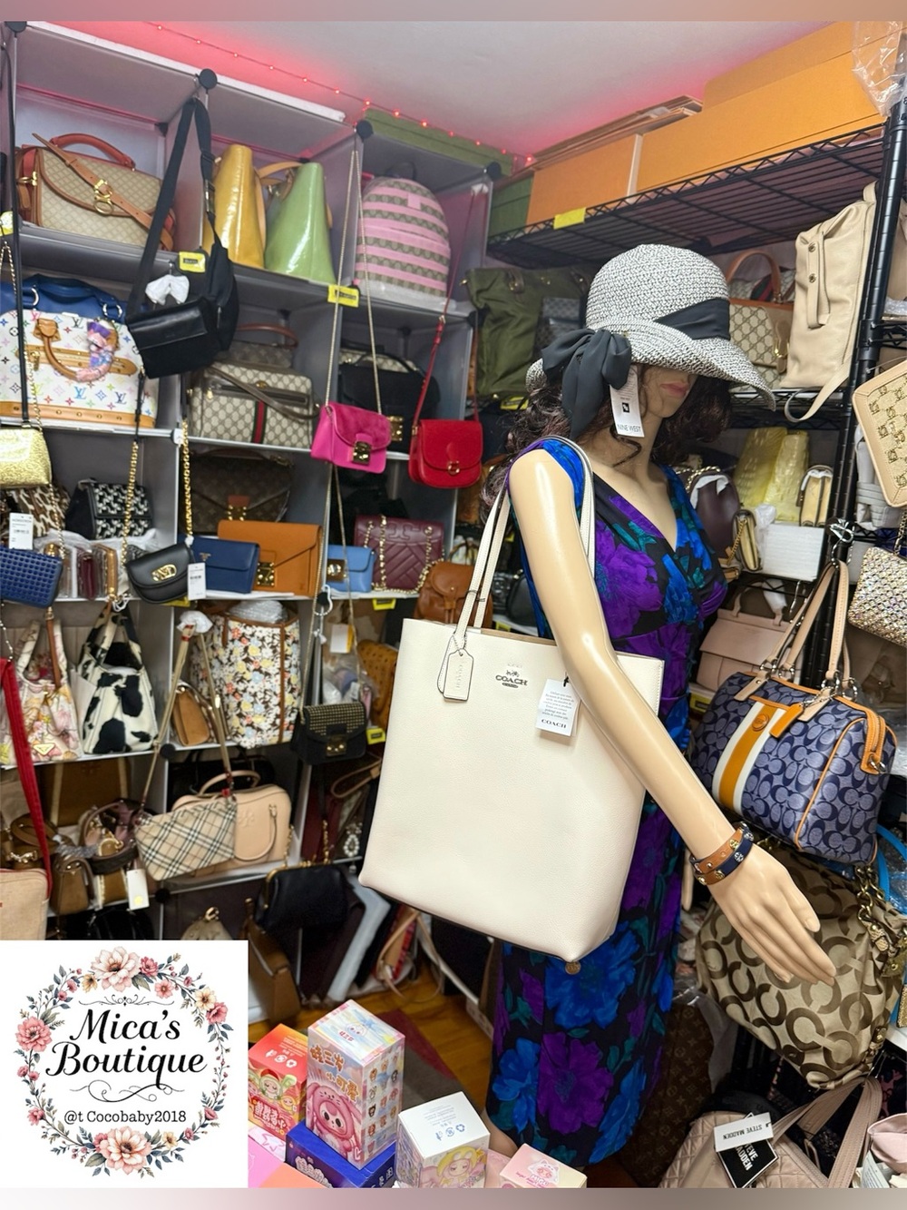 🆕 COACH Cream Pebbled Thea Tot with Double Handles and Tag MSRP:$425 - Picture 3 of 17